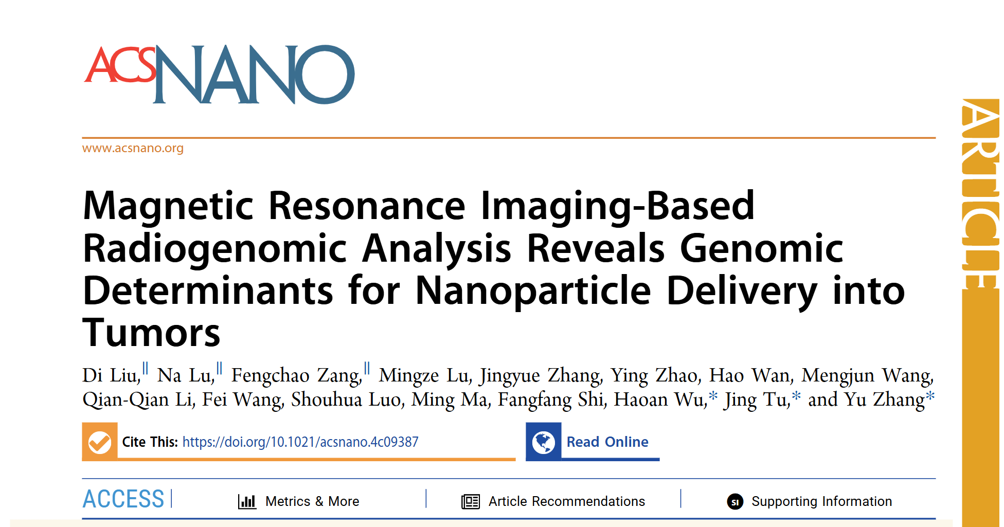 ACS Nano｜张宇教授、涂景教授和武昊安副研究员合作揭示肿瘤EPR效应深层机制